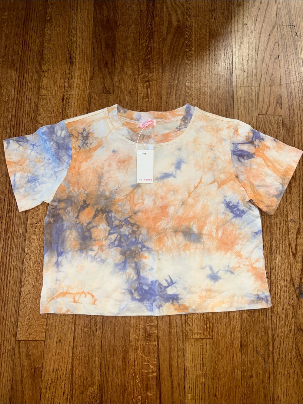 Orange and Blue re:named Tie Dye Cropped Tee NWT size Medium